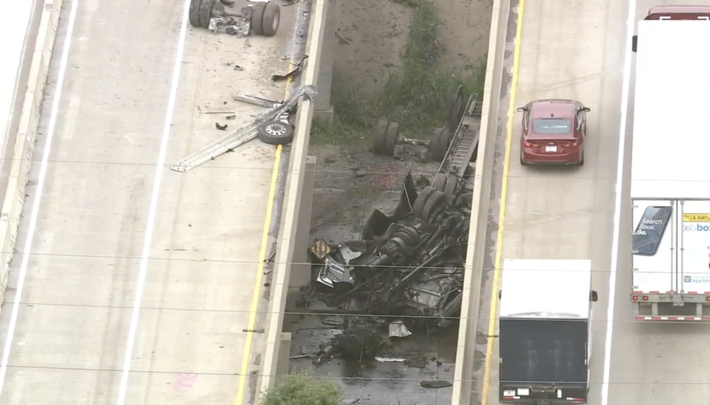 1 dead after semi-truck falls off I-80, overturns in South Suburb - Chicago Sun-Times