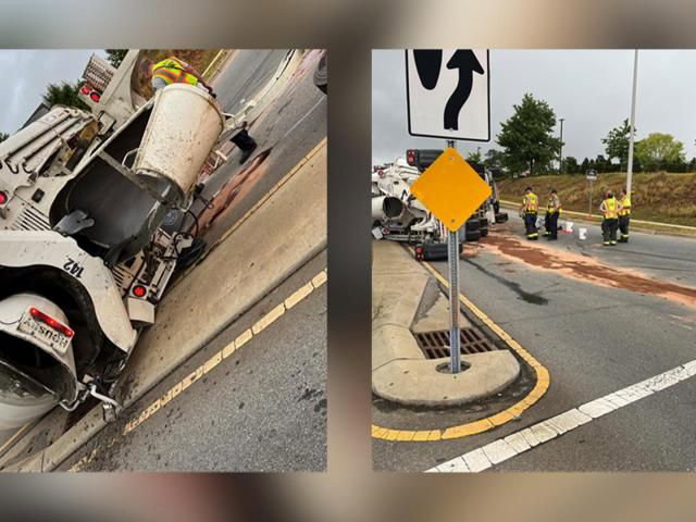 Overturned concrete mixer truck causes crash, closes road in Holly Springs - WRAL News
