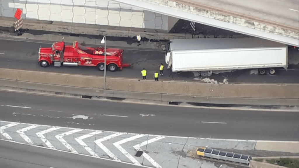 Jackknifed truck crash closes I-676 approaching I-76 for hours - NBC Philadelphia