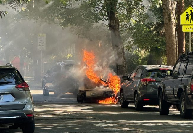 UPDATE: Car fire near Hiawatha - West Seattle Blog