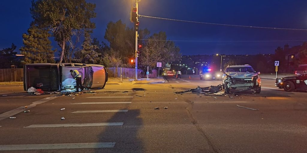 Truck overturned in a crash in Colorado Springs - KKTV