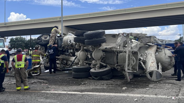 Overturned cement truck shuts down lane on Loop 1604 near Hwy 281; delays expected - KSAT San Antonio