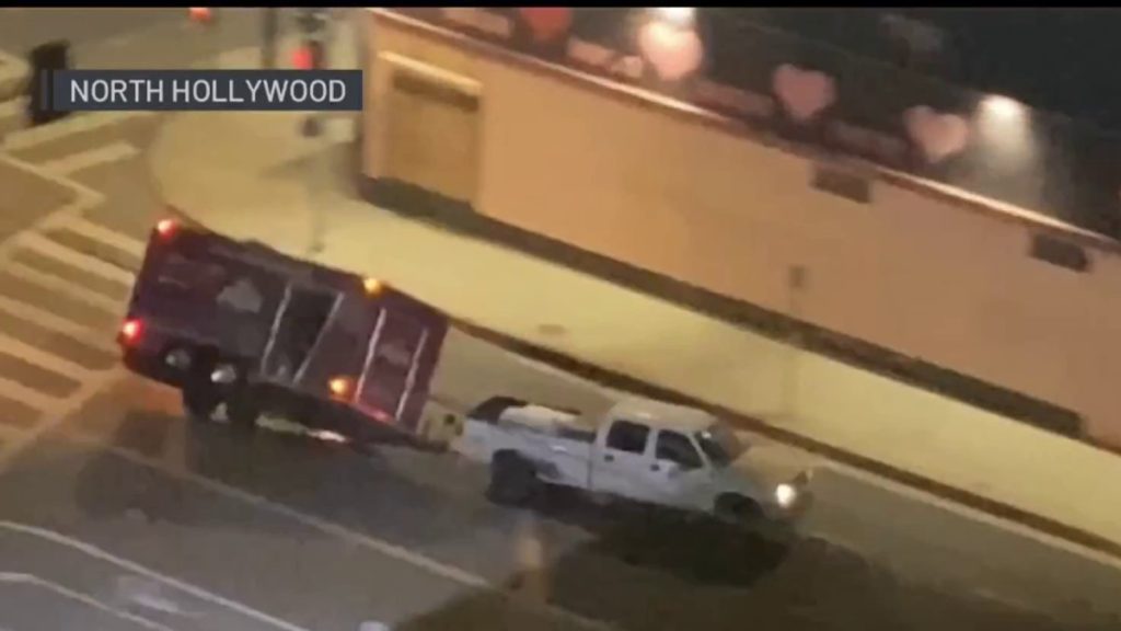 Pursuit of stolen truck and trailer ends in crash in North Hollywood - NBC Los Angeles