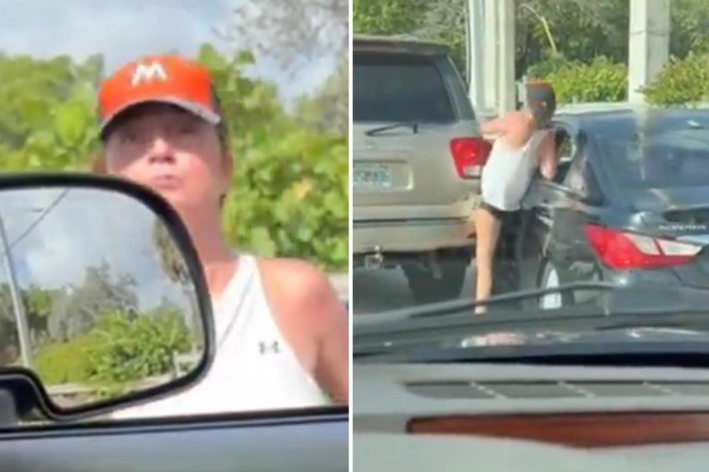 'Drunk' road-rage driver nearly runs herself over after yelling at motorist in viral video - New York Post