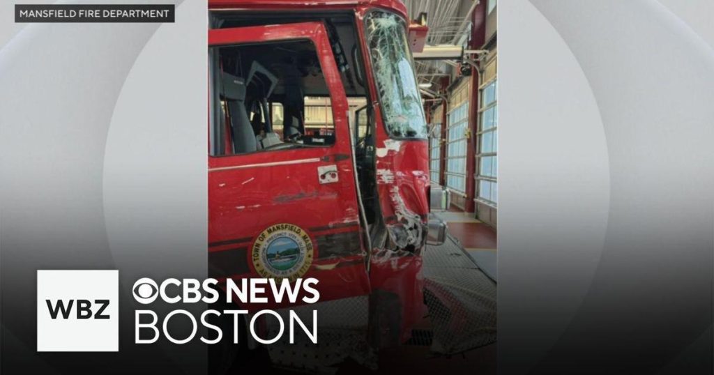 Tractor-trailer wanted for damaging Mansfield fire truck in hit-and-run crash - CBS Boston