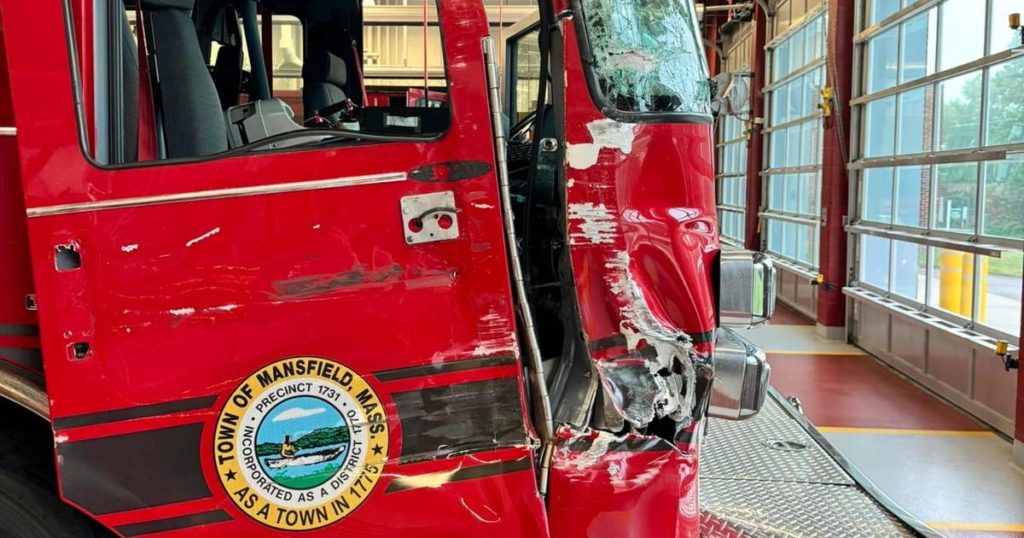 Massachusetts fire truck heavily damaged in hit-and-run tractor-trailer crash - CBS Boston