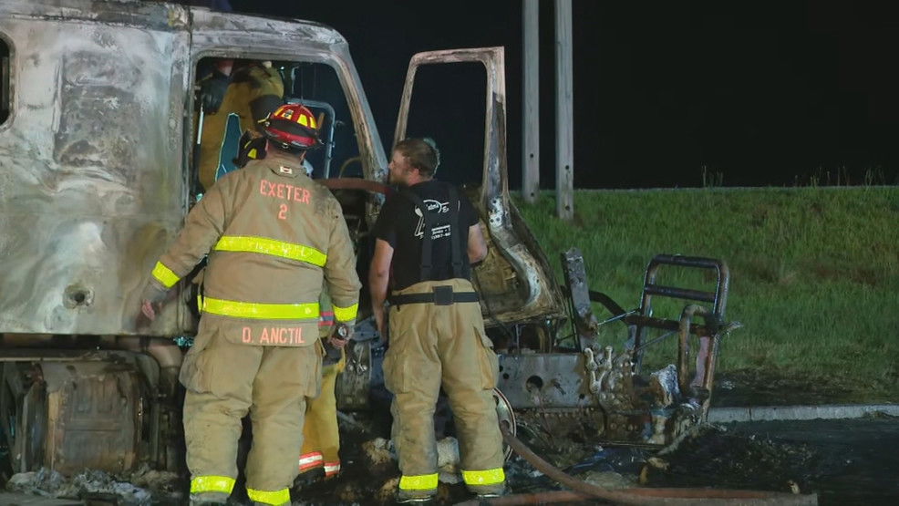 Truck catches on fire in weight station on I-95 in Exeter - Turn to 10