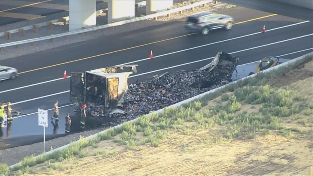 Semi truck fire closes Aurora highway lanes - 9News.com KUSA