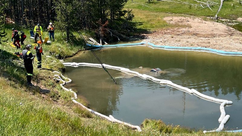 Car carrying 5 people runs off the road and into a hot geyser in Yellowstone - CNN