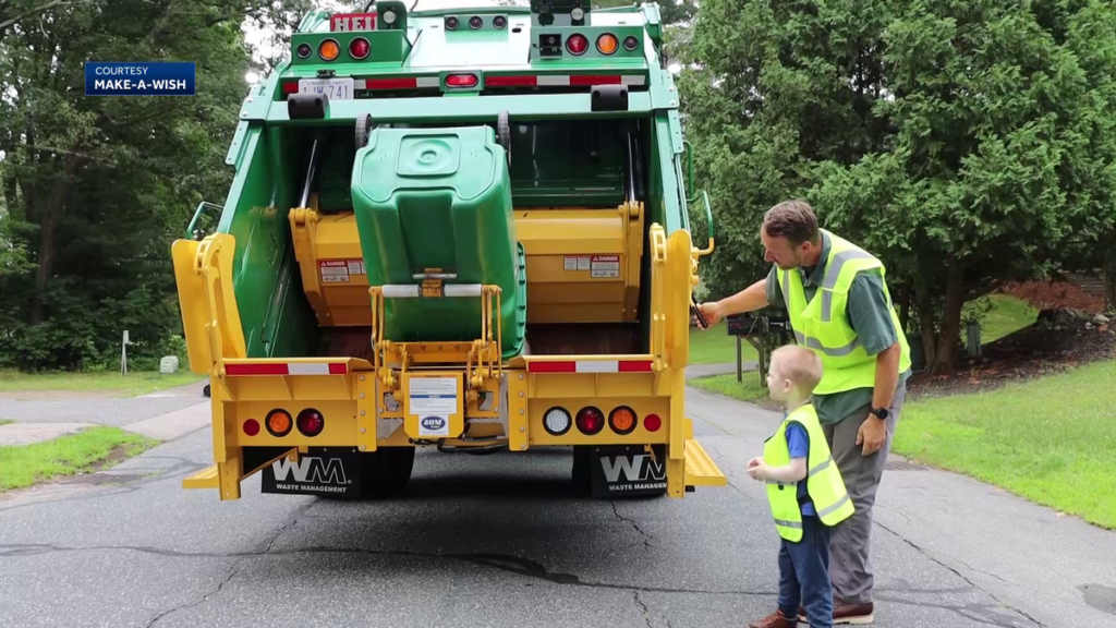 Boy, 4, lives dream to be garbage truck driver for a day with Make-A-Wish - WCVB Boston